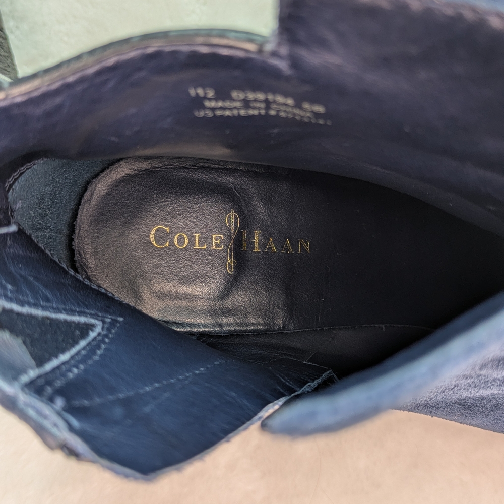 Cole Haan X Nike Air 5B Wedge Boots Dark Blue Ankle Booties Suede Leather - Picture 5 of 8